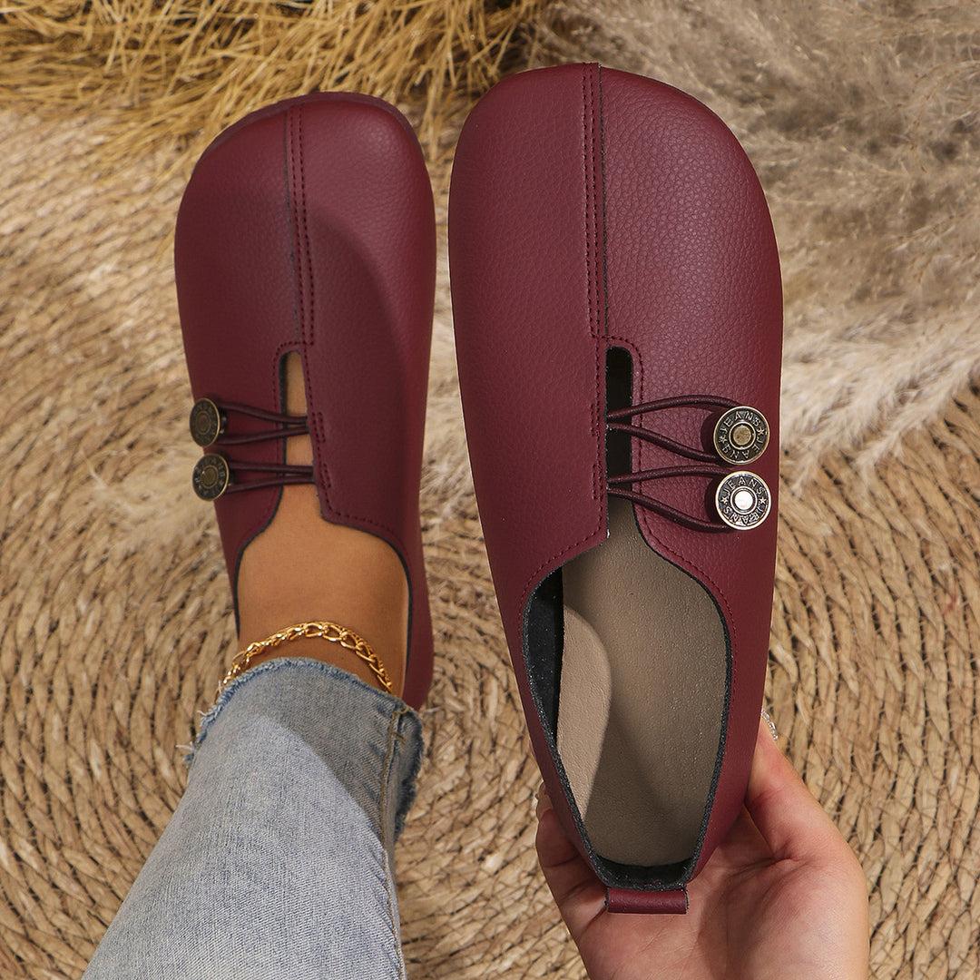 Vintage Square Toe Cutout Slip On Flats