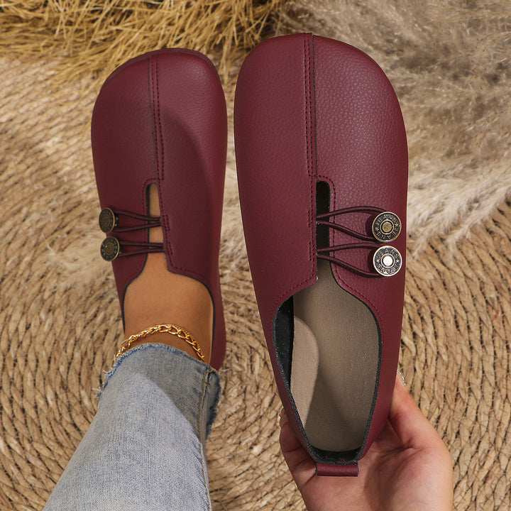 Vintage Square Toe Cutout Slip On Flats