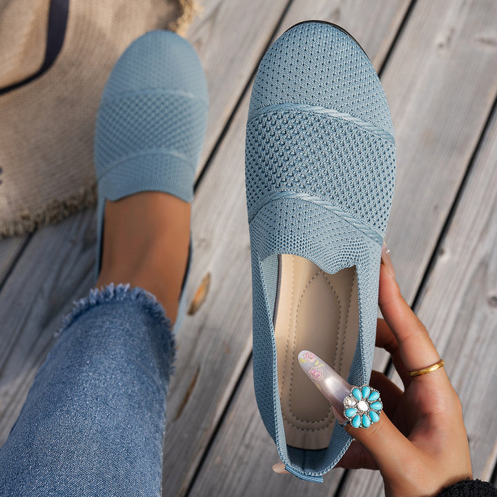 Women Round Toe Knit Ballet Flats