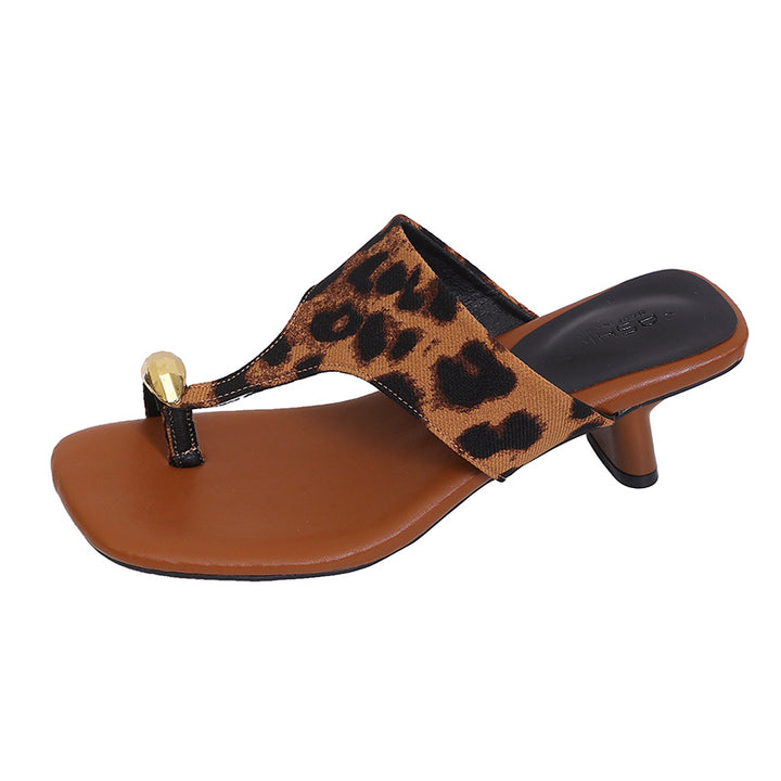 Metal flip-flop high-heeled sandals
