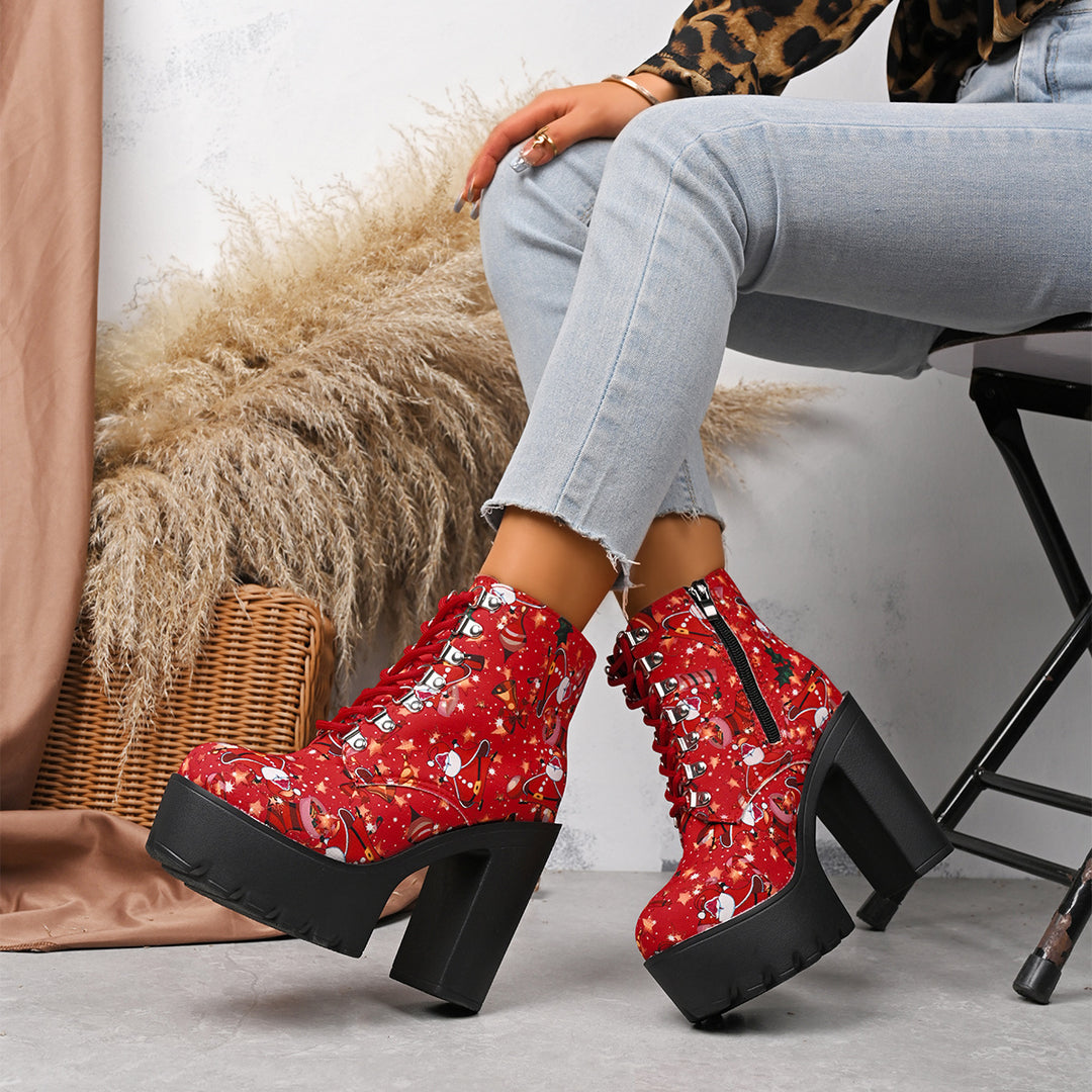 Platform Heel Ankle Boots