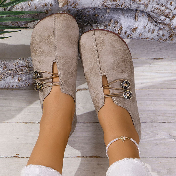 Vintage Square Toe Cutout Slip On Flats