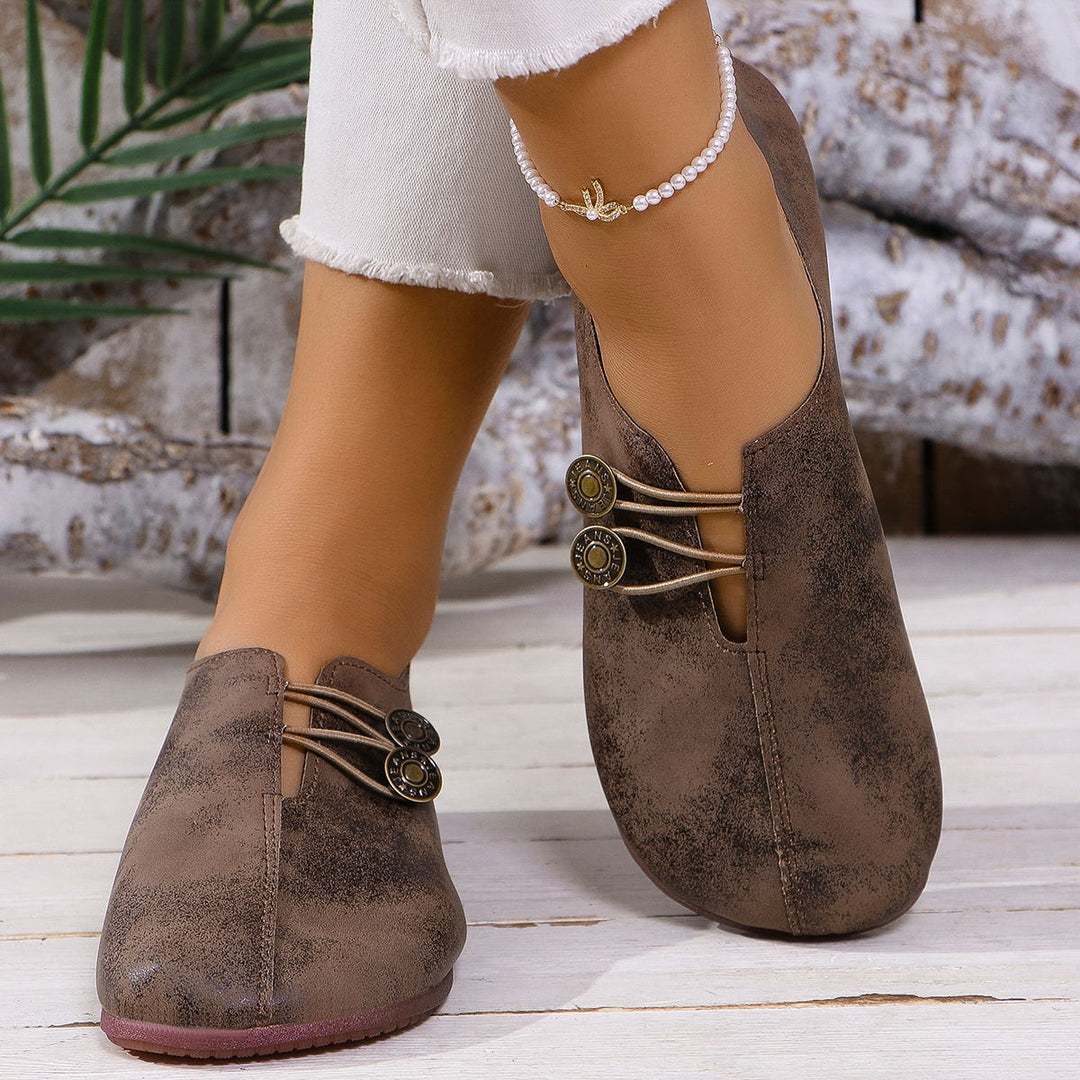 Vintage Square Toe Cutout Slip On Flats