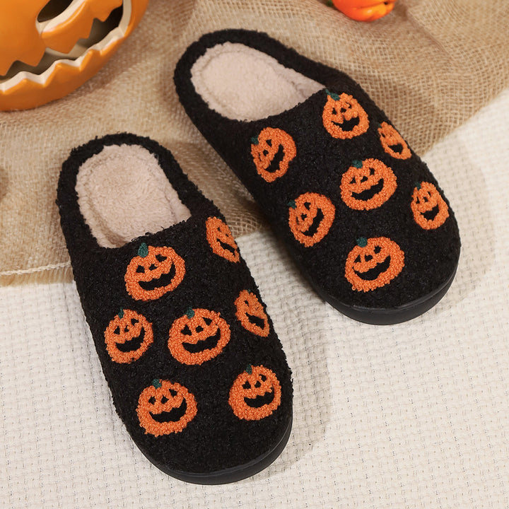 Unisex Halloween Pumpkin Plush Slippers