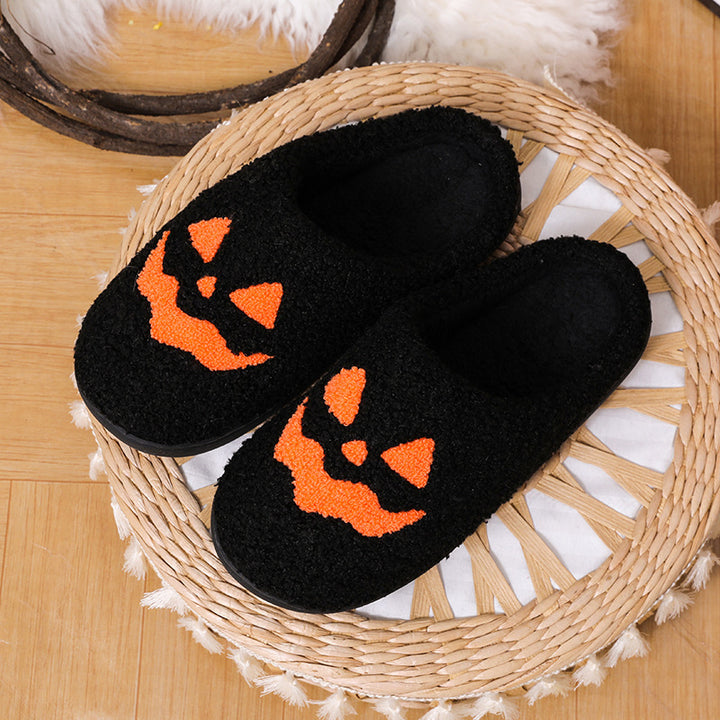 Unisex Halloween Pumpkin Plush Slippers