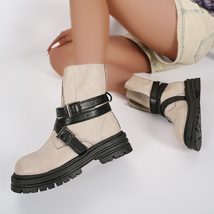 Buckle Strap Platform Chunky Combat Ankle Boots