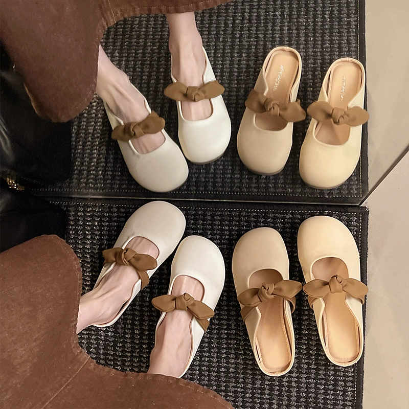 Sweet Bow Backless Mary Jane Slides