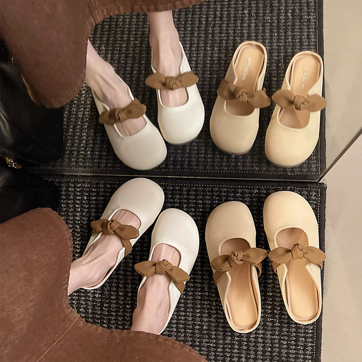 Sweet Bow Backless Mary Jane Slides