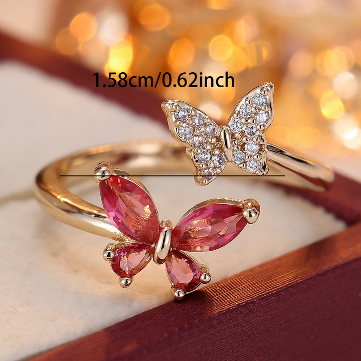 Double Butterfly Open Statement Ring
