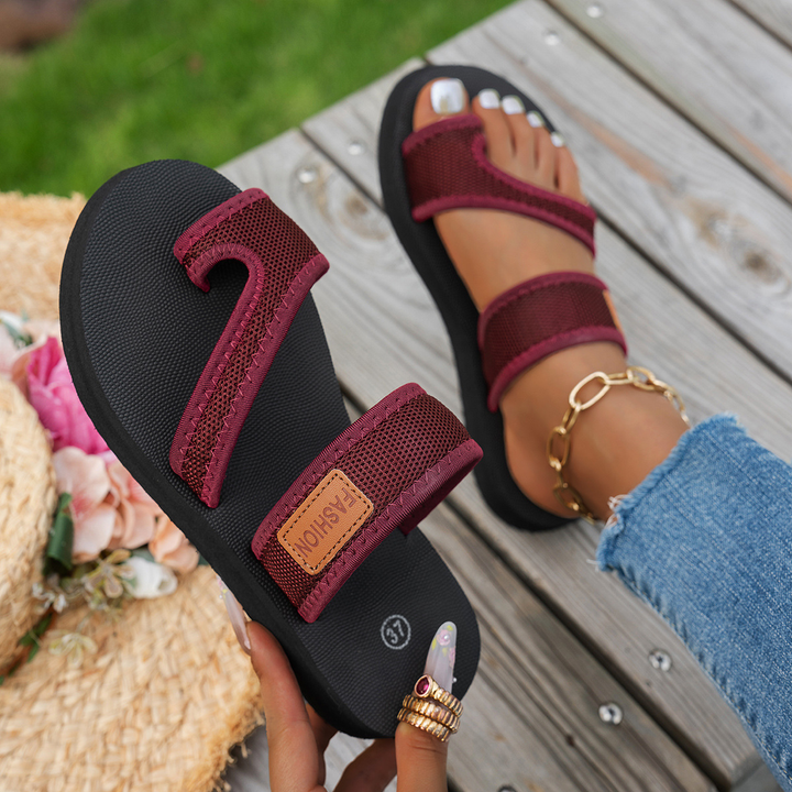 Outdoor Comfort Thick Sole Toe Ring Women Slide Sandals