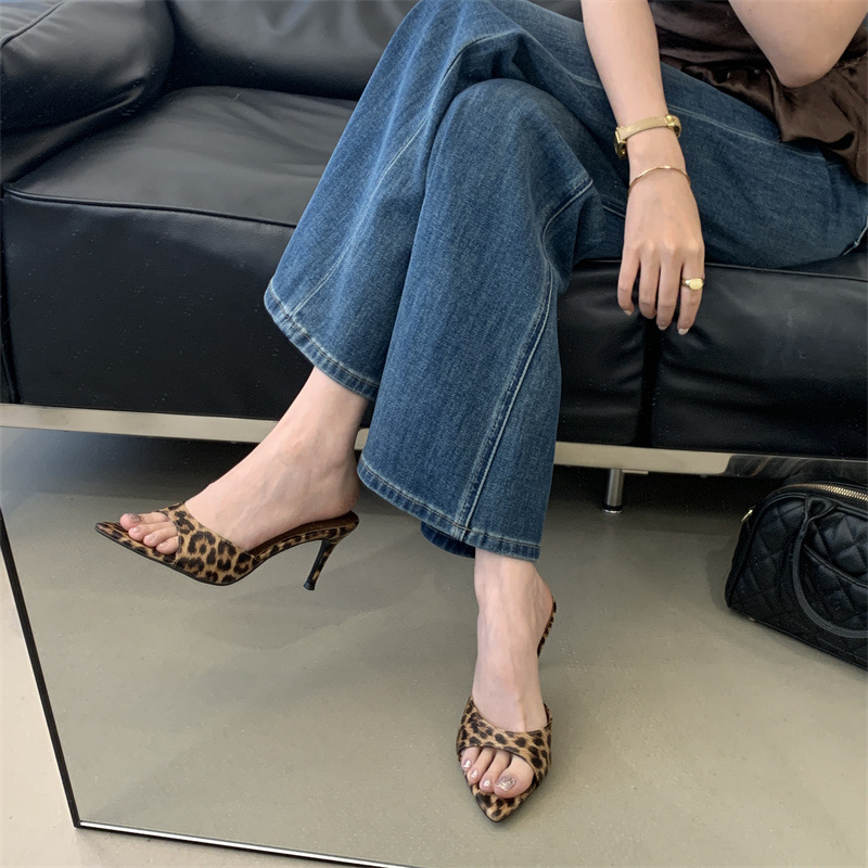 Pointed Stiletto Open Toe Mule Slides