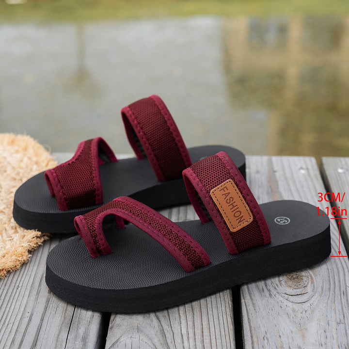 Outdoor Comfort Thick Sole Toe Ring Women Slide Sandals