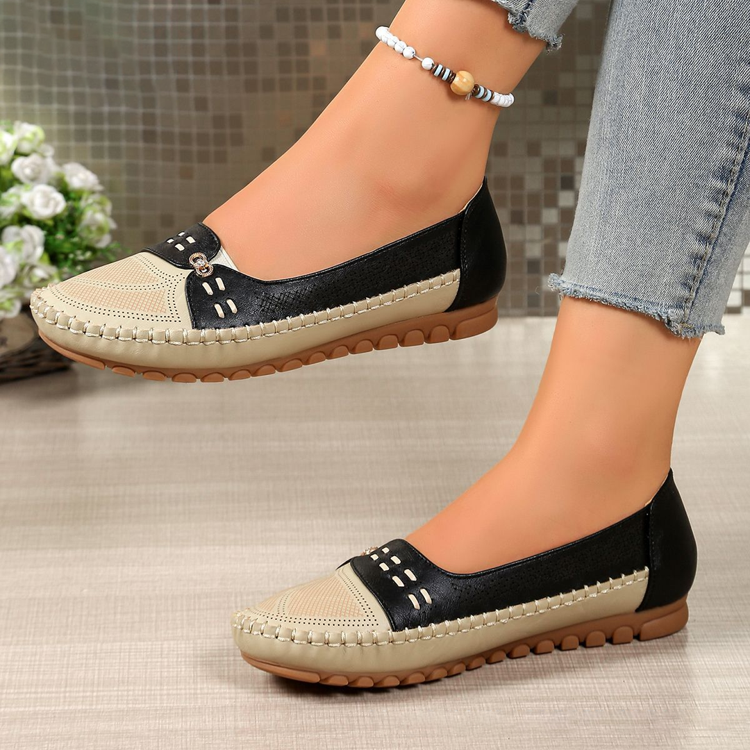 Women Stitched Patchwork Comfort Loafer Flats