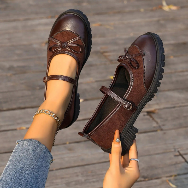 Bow Decor Chunky Sole Mary Jane Flats