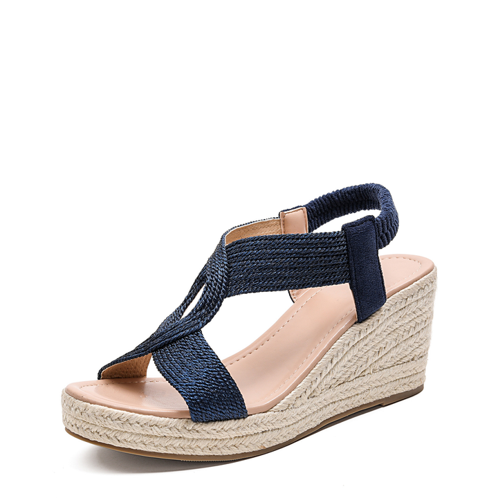 Elastic Ankle Strap Espadrille Wedge Sandals