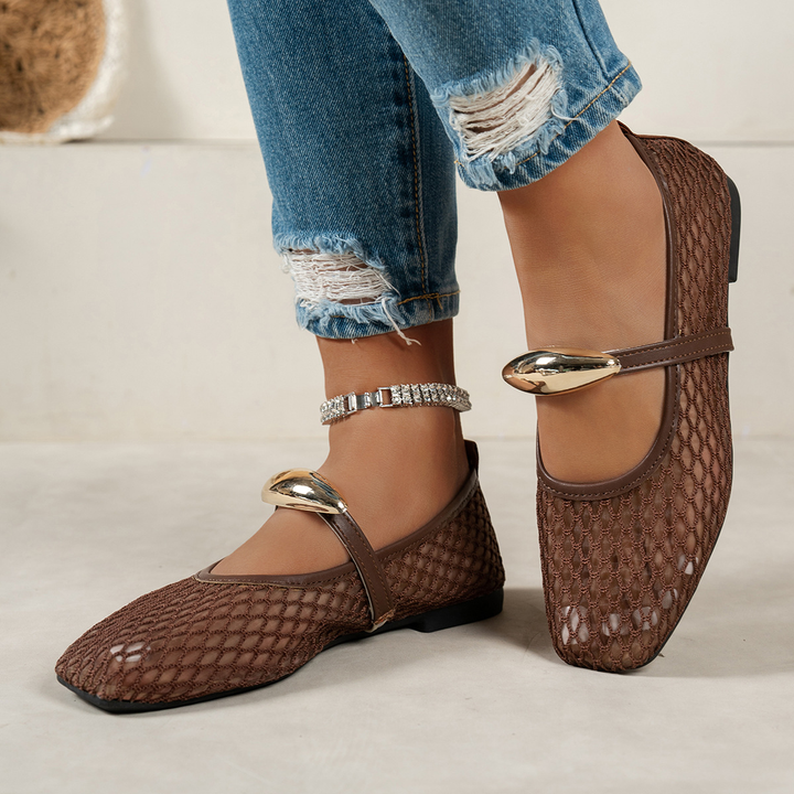 Summer Airy Mesh Mary Jane Flats with