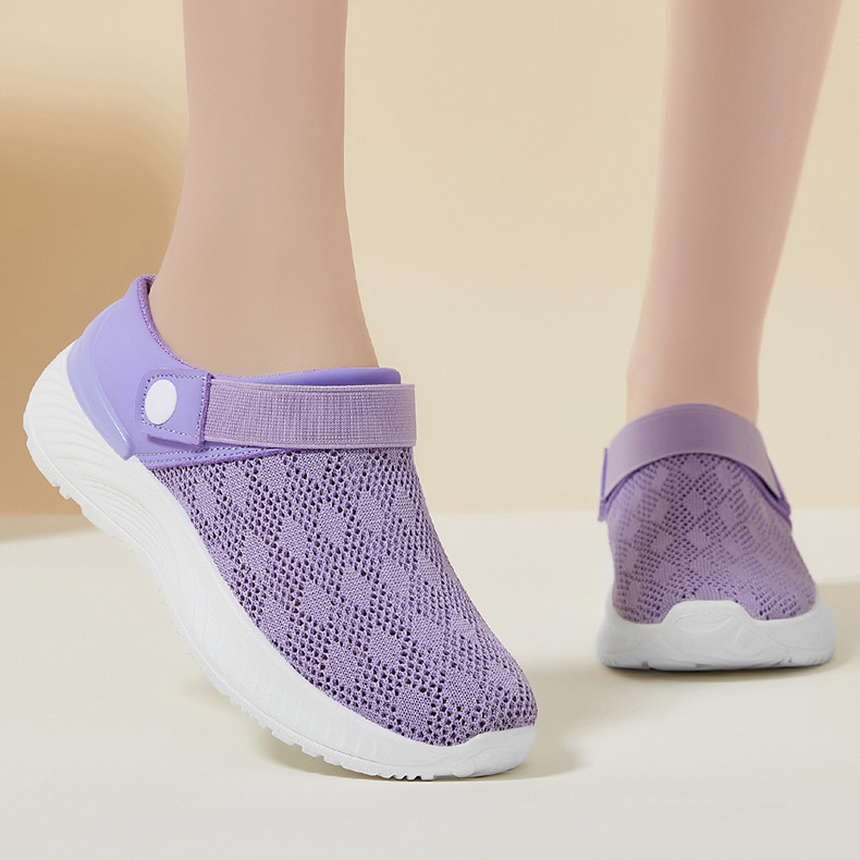 Women Back Strap Mule Sneakers Breathable Slip‑On Walking Shoes