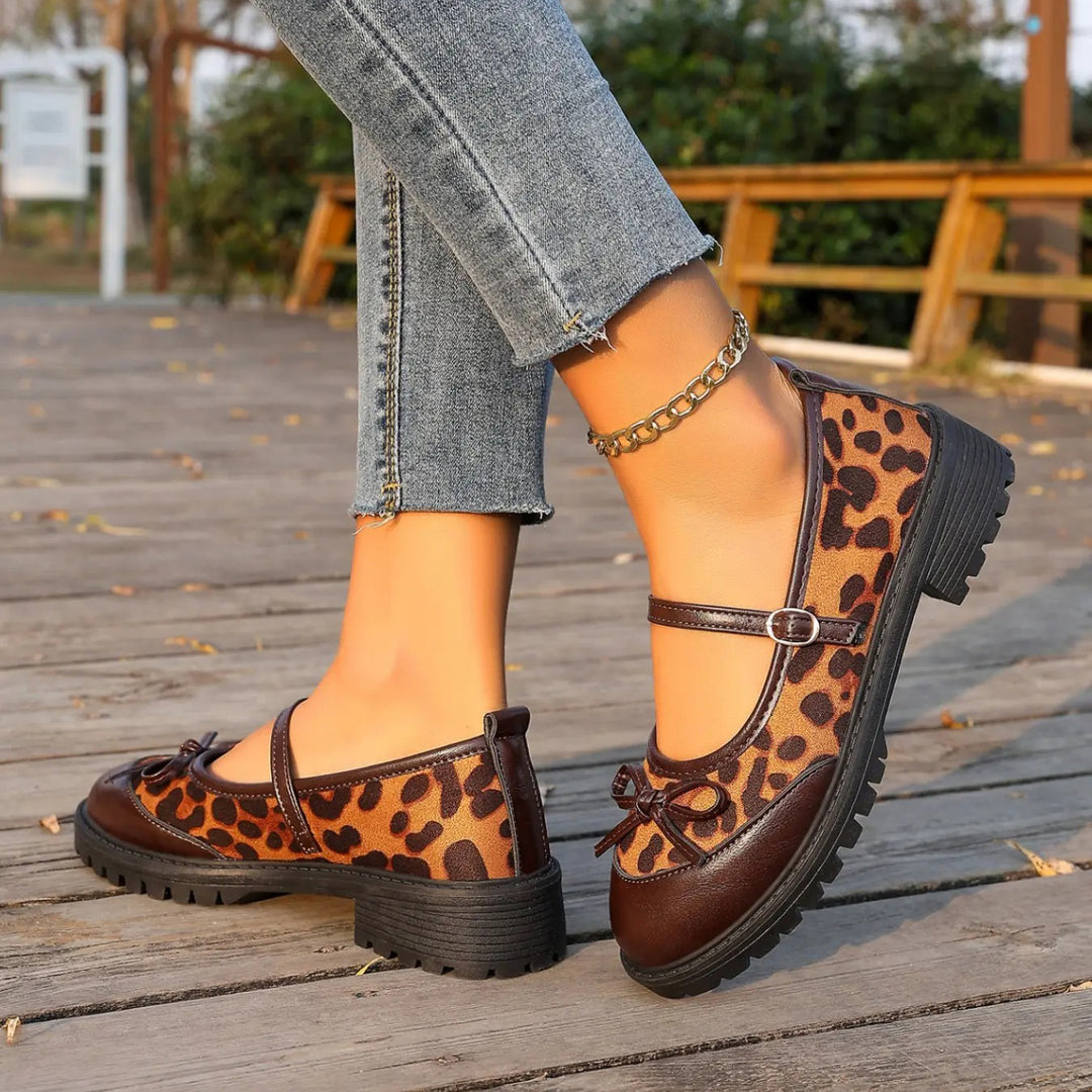 Bow Decor Chunky Sole Mary Jane Flats