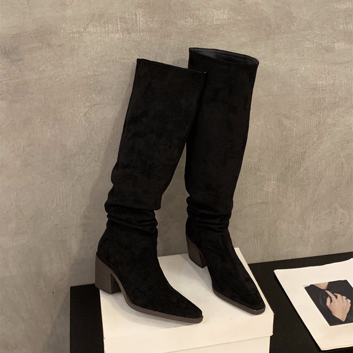 Slouchy Block Heel Over The Knee Boots