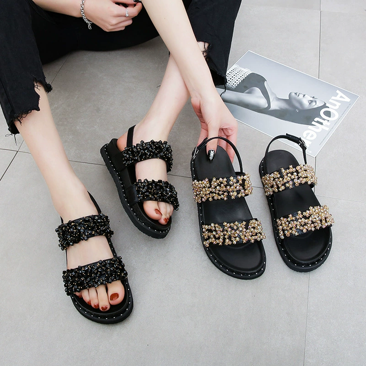 Sparkle Beaded Platform Slide