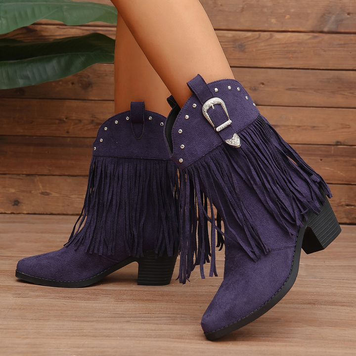 Vintage Stud Fringe Cowgirl Boots