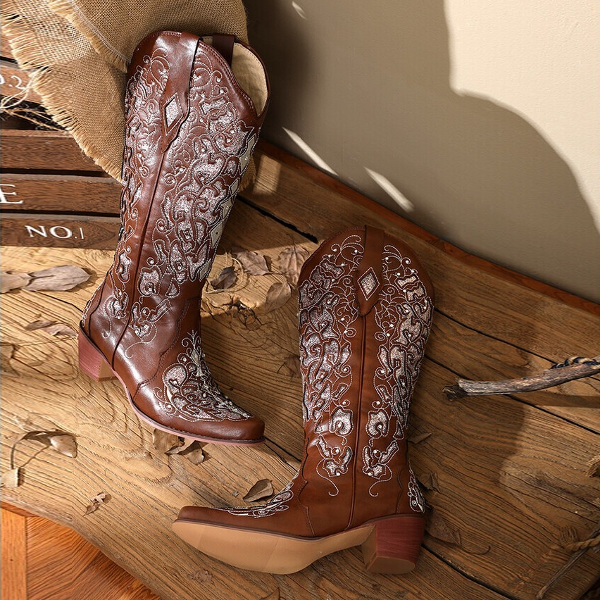 Ladies Classic Western Style Tall Cowboy Boots