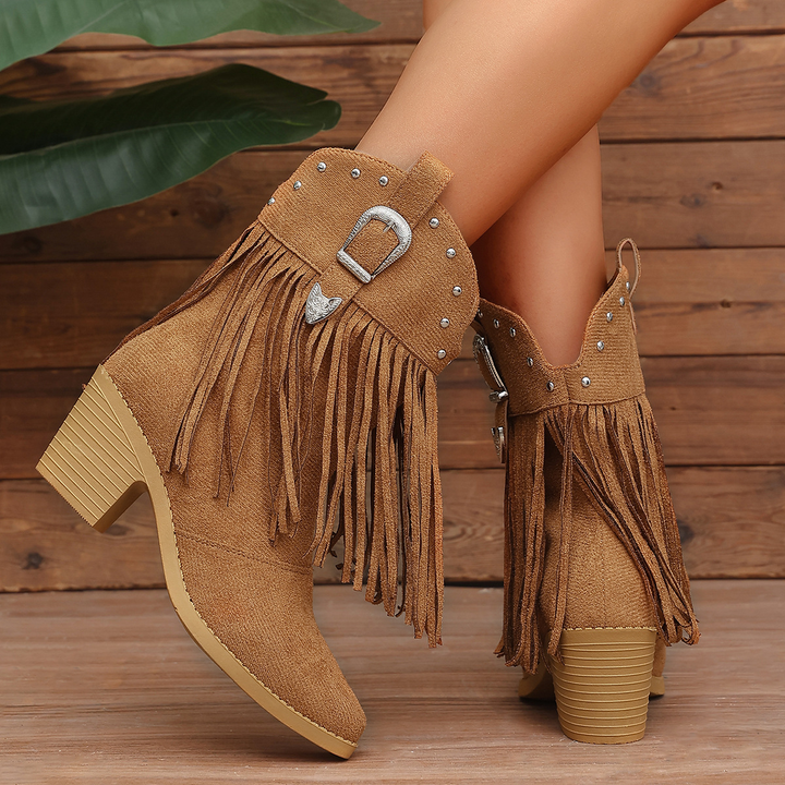 Vintage Stud Fringe Cowgirl Boots