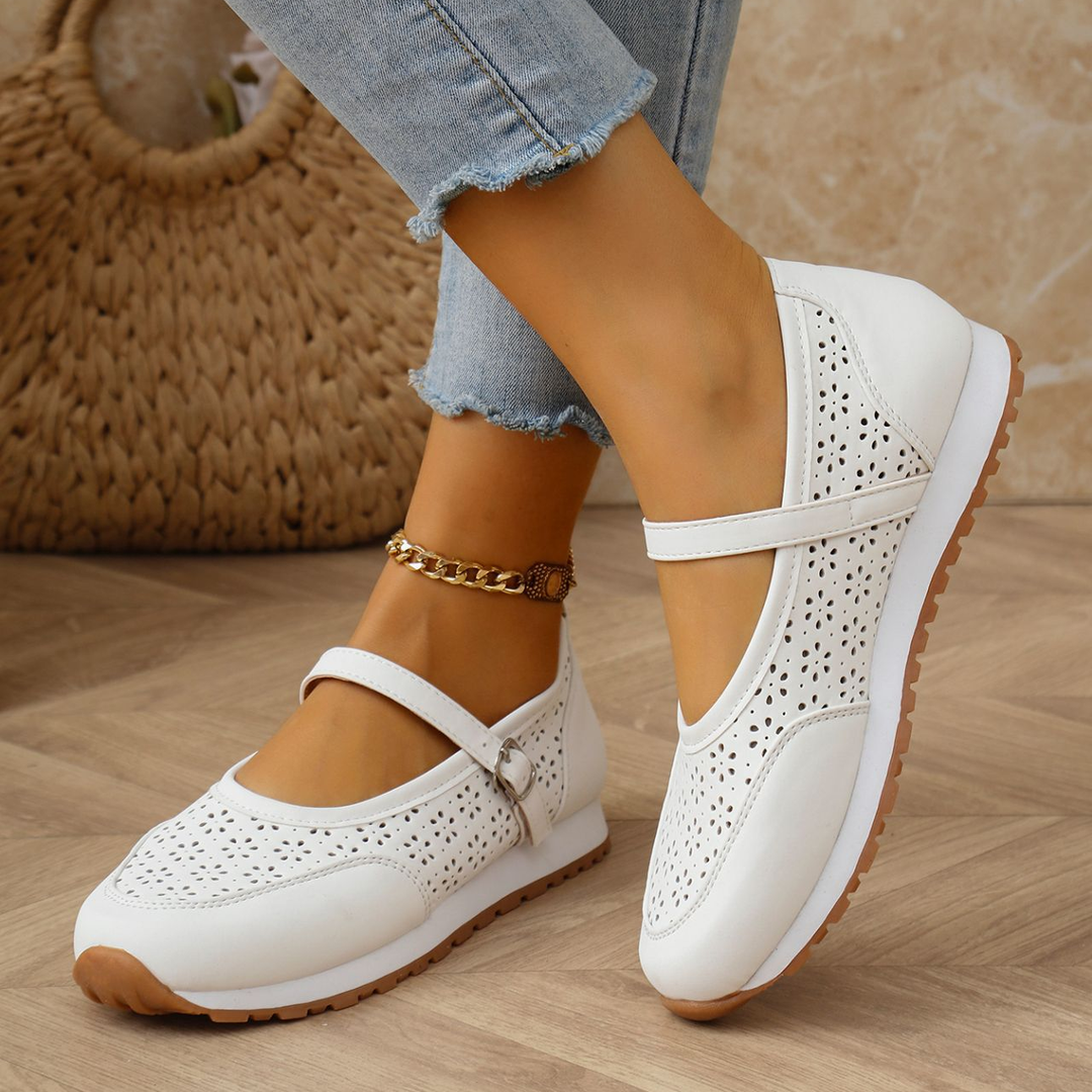 Ladies Hollow‑Out Mary Jane Lightweight Walking Flats