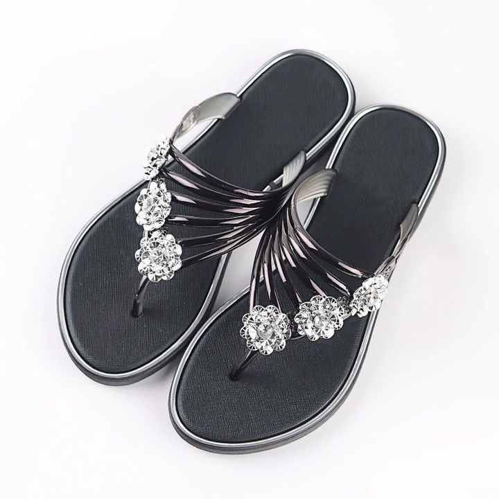 Rhinestone Embellished Thong Sandals for Women