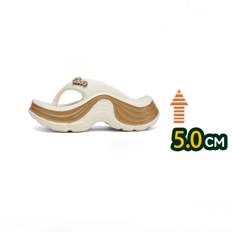Cute Letter Ornament Chunky Platform Flip Flops