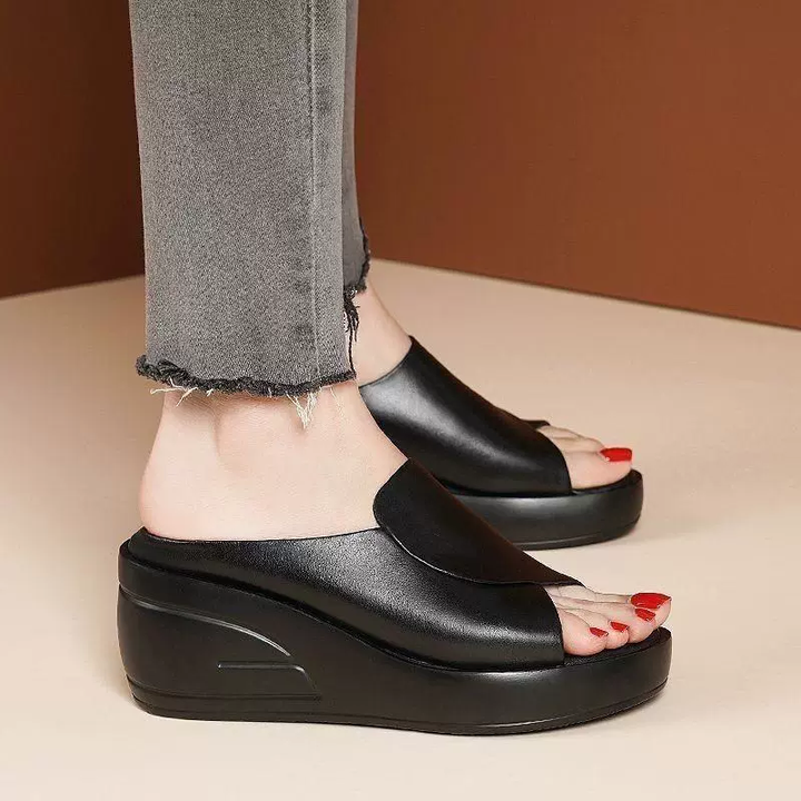 Women Open Toe Platform Wedge Slide Sandals