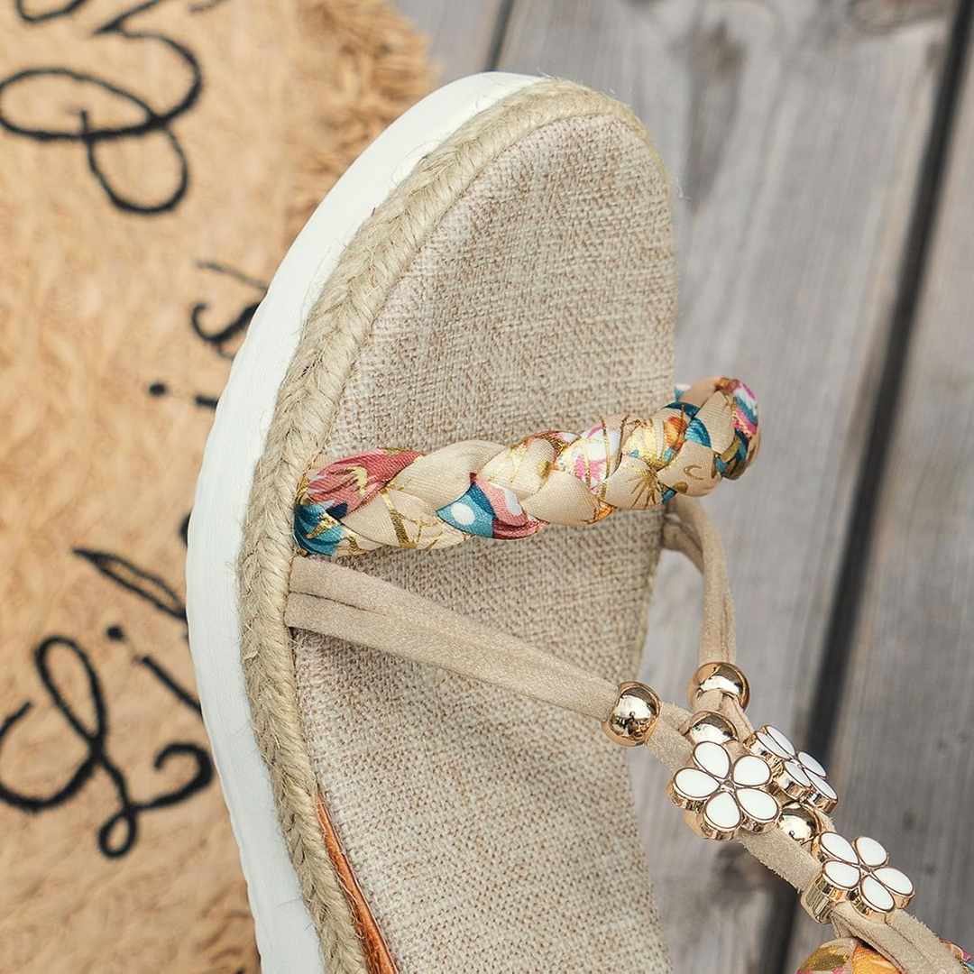 Rhinestone wedge woven women&