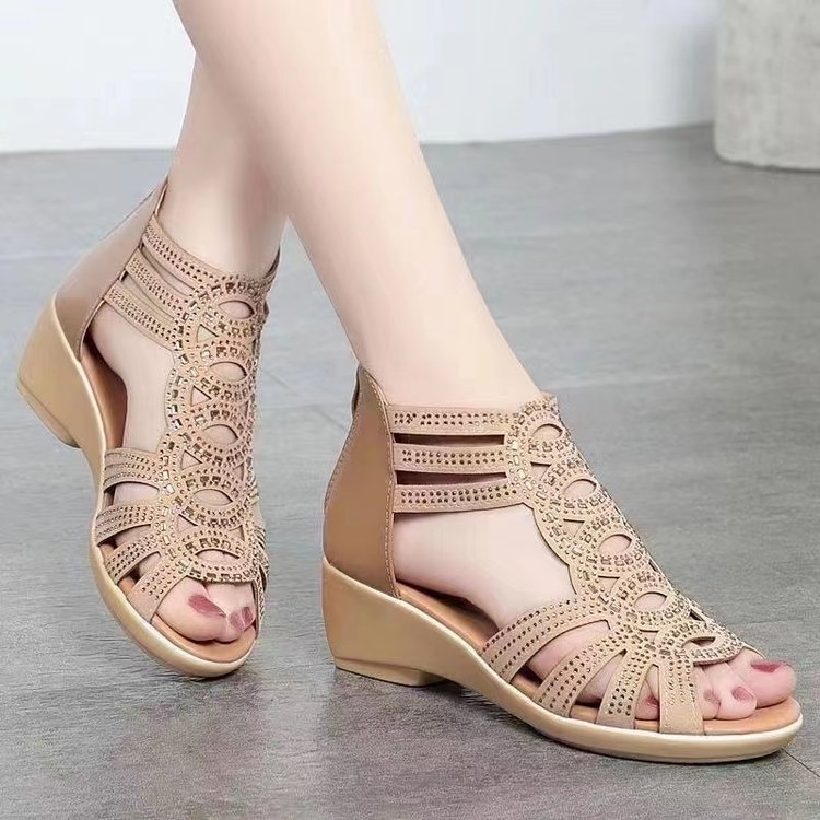 Hollow Rhinestone Wedge Shoe