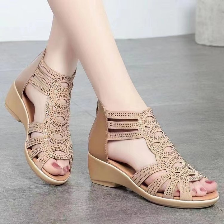 Hollow Rhinestone Wedge Shoe