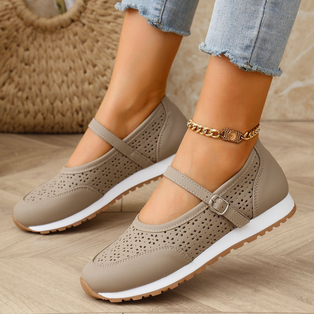 Ladies Hollow‑Out Mary Jane Lightweight Walking Flats