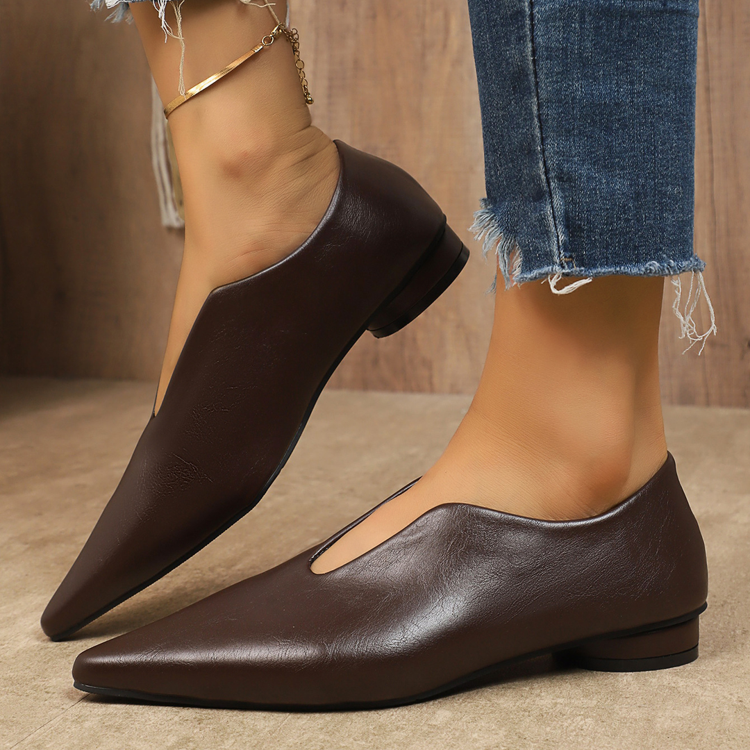 Classic V Shape Pointed Low Heel Pumps