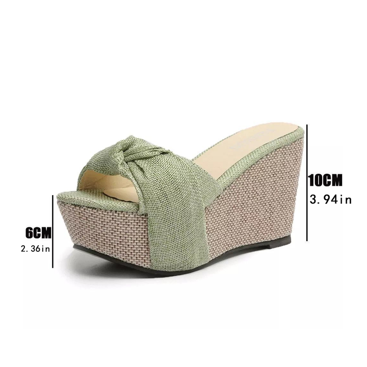 Bow Knot Platform Wedge Mule Sandals