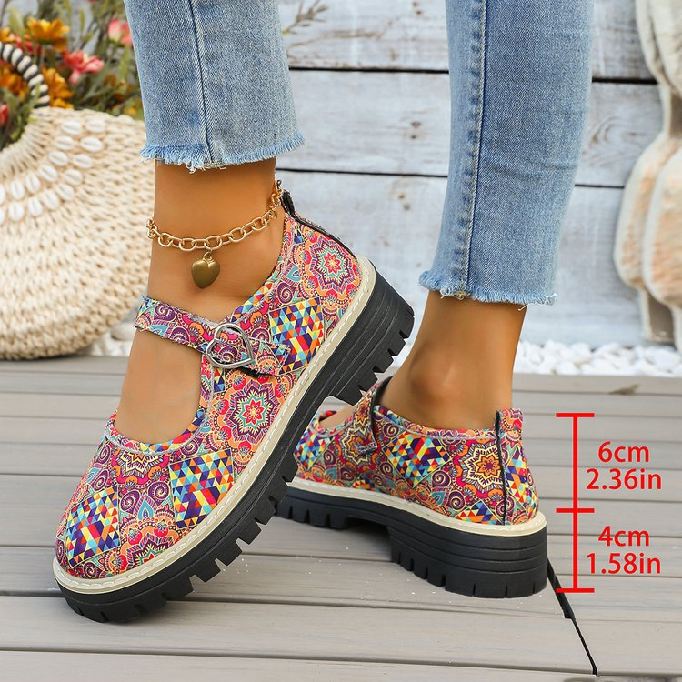 Bohemian Print Mary Jane Platform Shoes