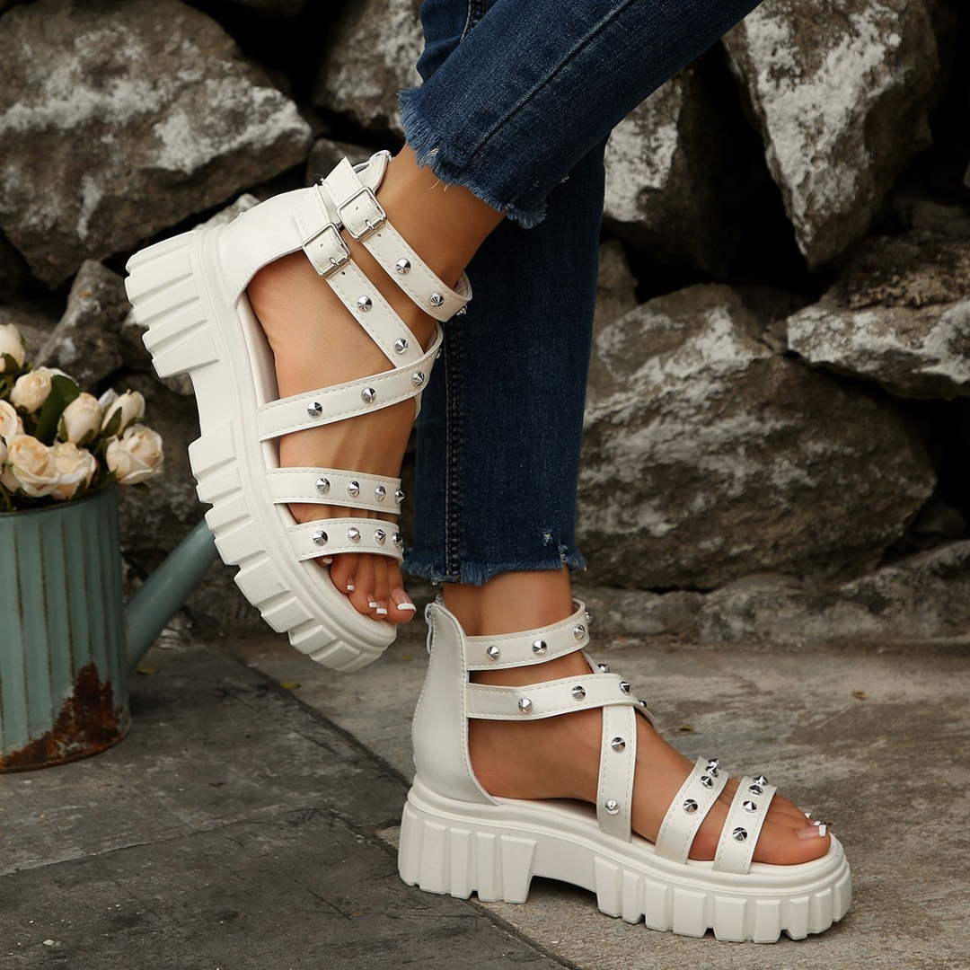 Studded Ankle Strap Platform Gladiator Sandals