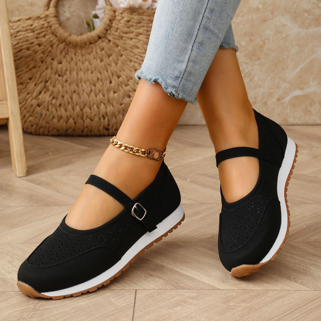 Ladies Hollow‑Out Mary Jane Lightweight Walking Flats