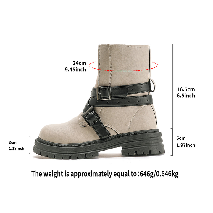 Buckle Strap Platform Chunky Combat Ankle Boots