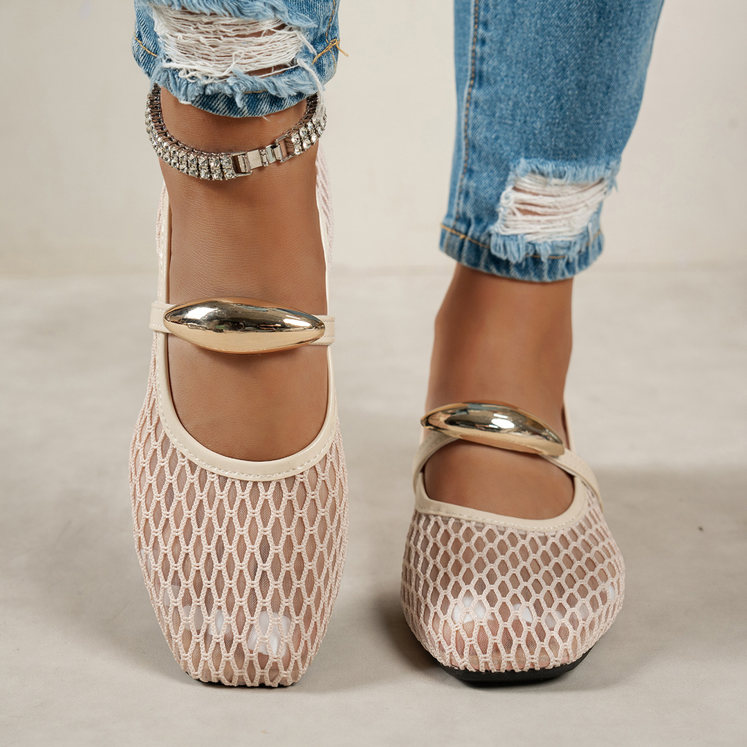 Summer Airy Mesh Mary Jane Flats with