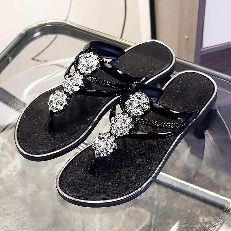Rhinestone Embellished Thong Sandals for Women