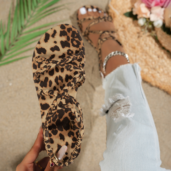 Retro leopard print sandals