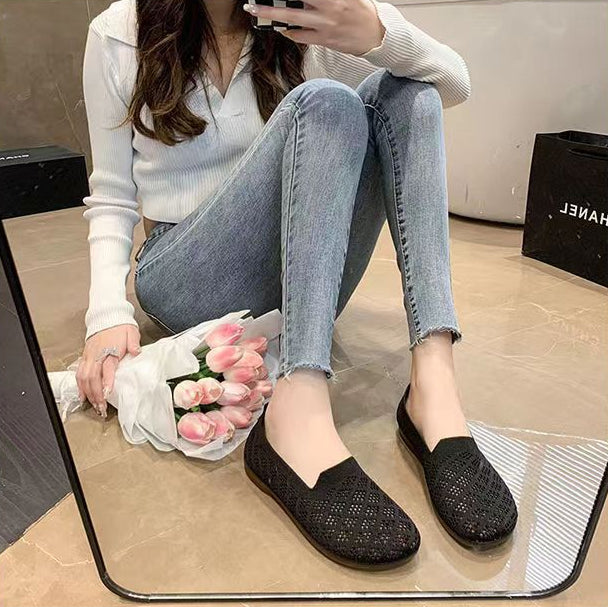 Summer Cut-Out Knit Comfort Slip-On Flats
