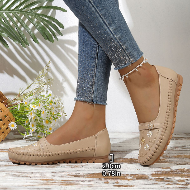 Fioral Embroidered Slip‑On Casual Women Loafers