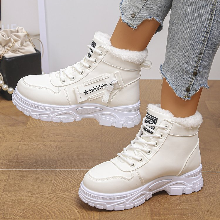 Lace Up Thick Sole Winter Ankle Shoes