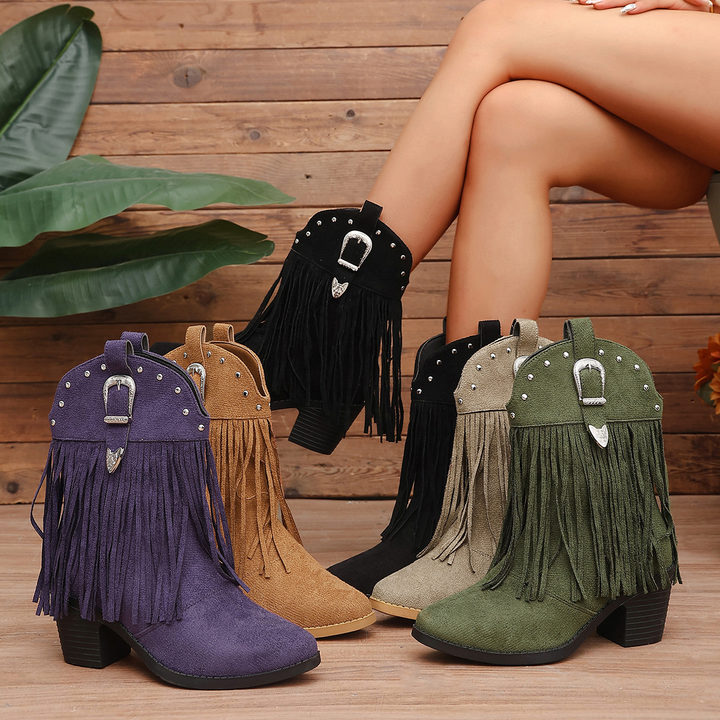 Vintage Stud Fringe Cowgirl Boots