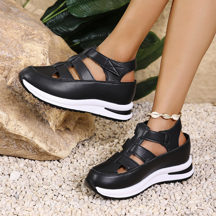 Hollow Buckle Platform Sandal