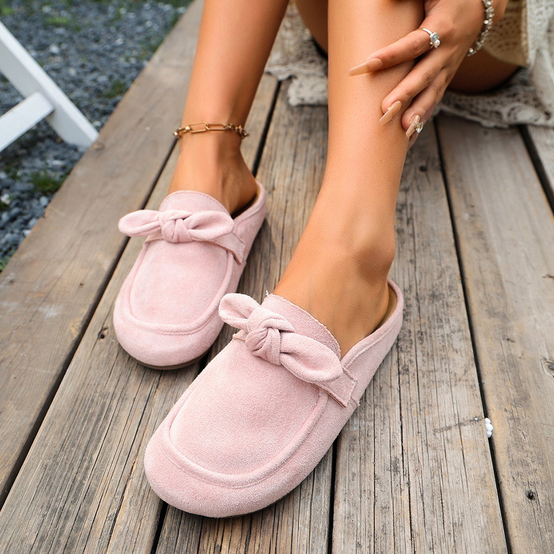 Ladies Stylish Bow Detail Casual Backless Mule Shoes